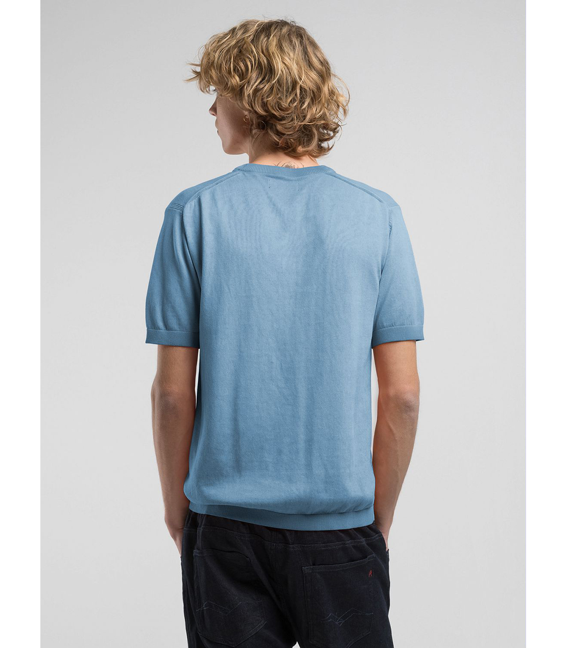 オンブレ ソフトコットン半袖ニット 詳細画像 グレイッシュブルー 3